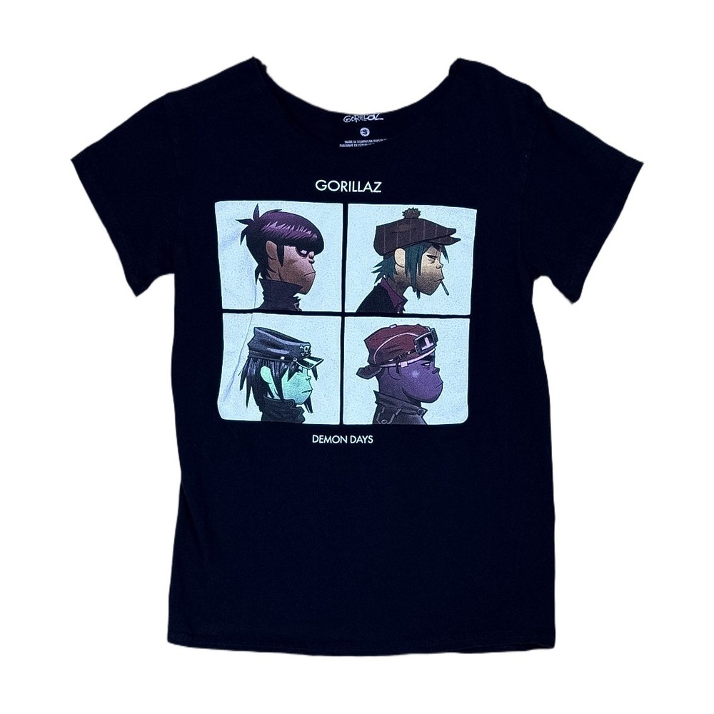 Gorillaz Demon Days T-Shirt Small Black Excellent Graphic Band Tee Baby Tee